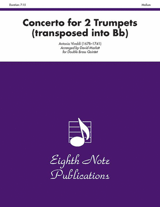 Book cover for Concerto for 2 Trumpets (transposed into B-flat)