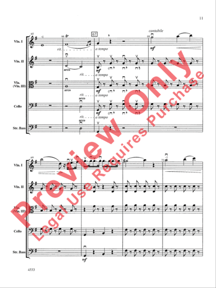 Overture from the Barber of Seville String Orchestra scores gallery preview page 12
