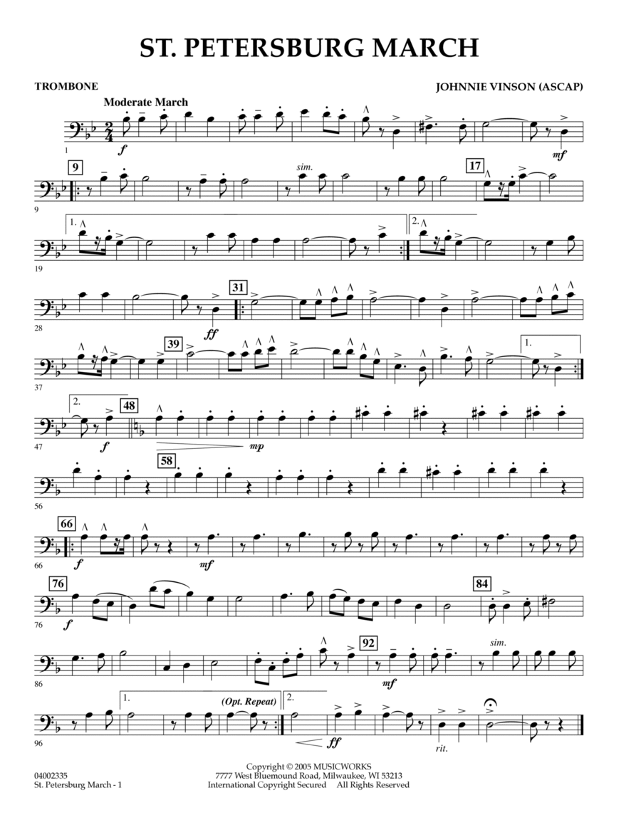 St. Petersburg March - Trombone Trombone scores gallery preview page 1
