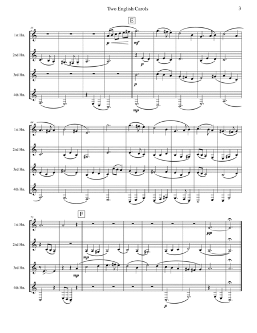 Two English Carols (Coventry Carol; What Child Is This?) - Horn Quartet Brass Quartet scores gallery preview page 3