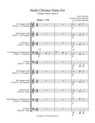 Hodie Christus Natus Est (2 Brass Quintets - 4 Trp, 2 Hrn, 2 Trb, 2 Tuba)