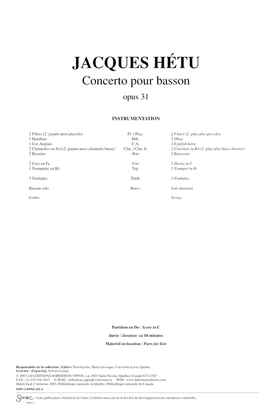Book cover for Concerto pour basson op. 31 (score)