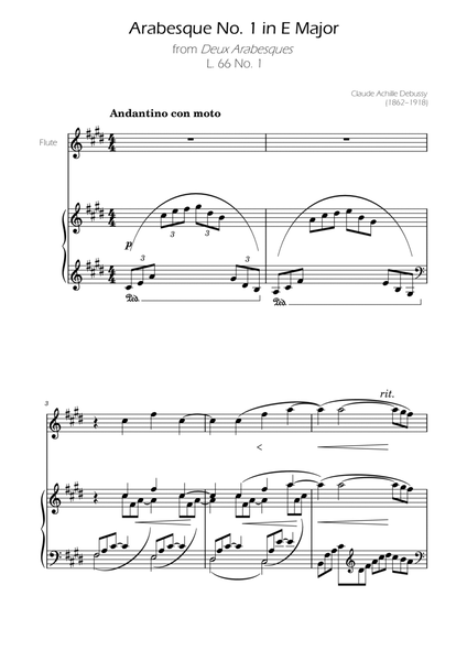 Debussy - Arabesque Nº1 - Flute Solo w/ Piano Accompaniment image number null