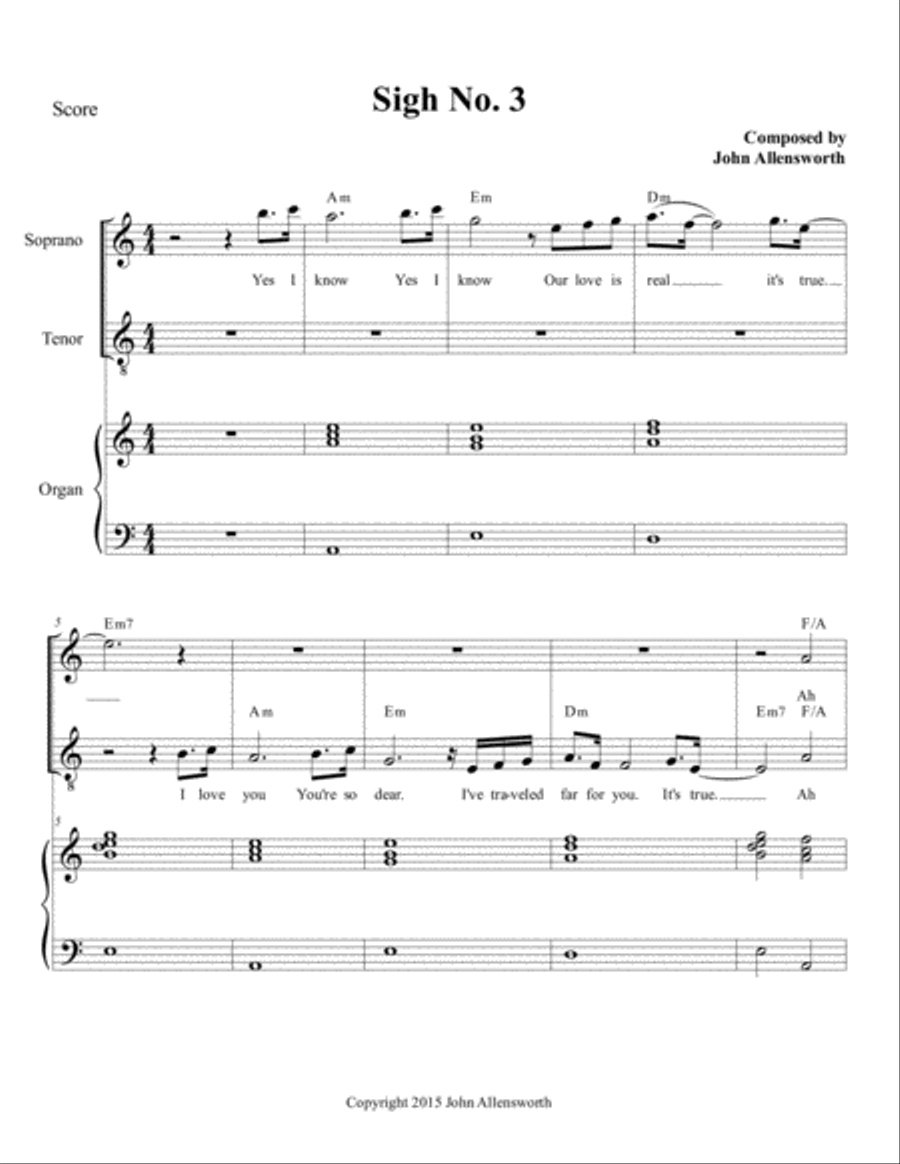 Sigh No. 3 Piano, Vocal, Guitar scores gallery preview page 1