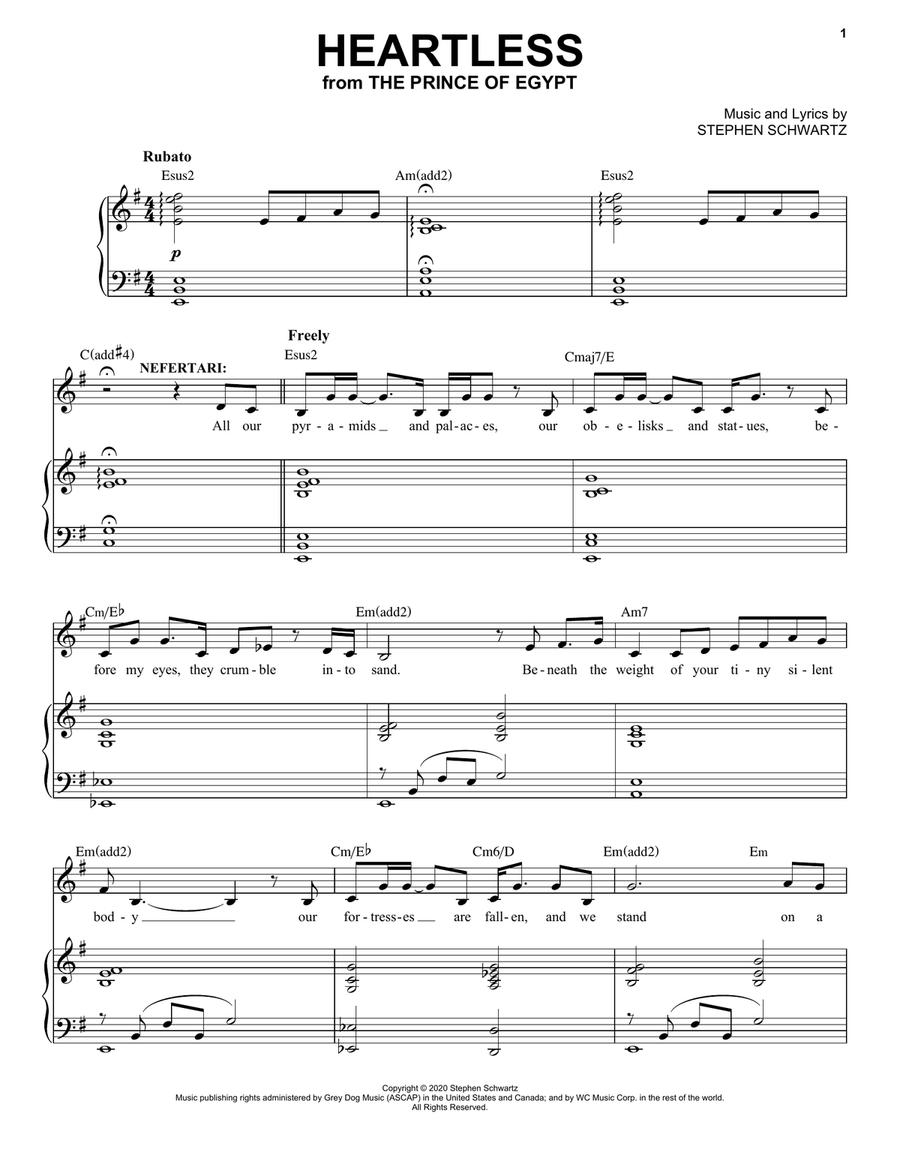 Heartless (from The Prince Of Egypt: A New Musical) Voice scores gallery preview page 1