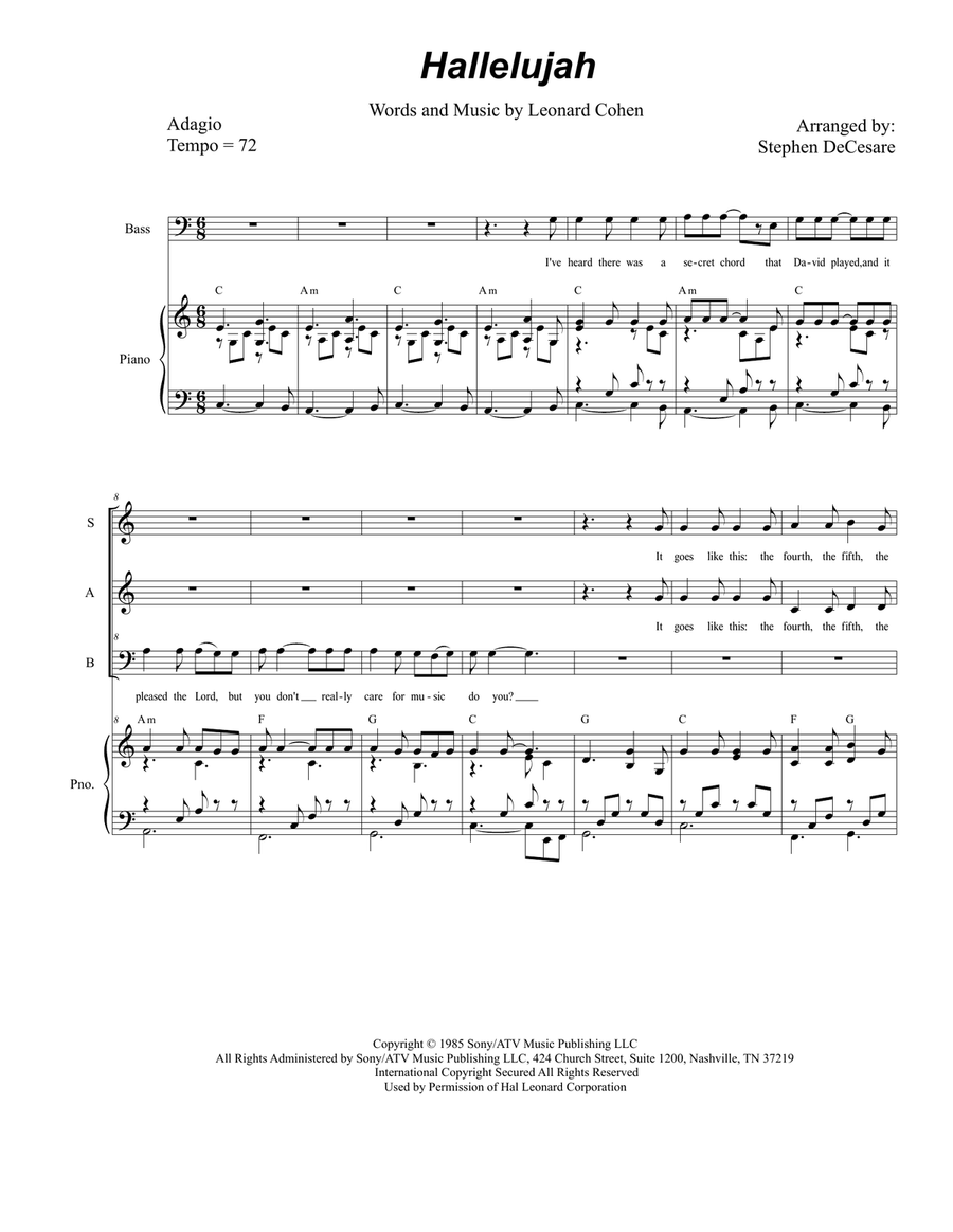 Hallelujah Hallelujah Piano, Vocal scores gallery preview page 1