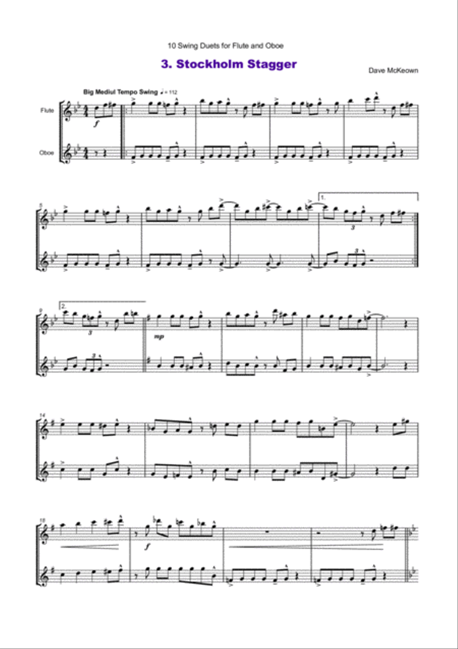 10 Swing Duets for Flute and Oboe Woodwind Duet scores gallery preview page 4