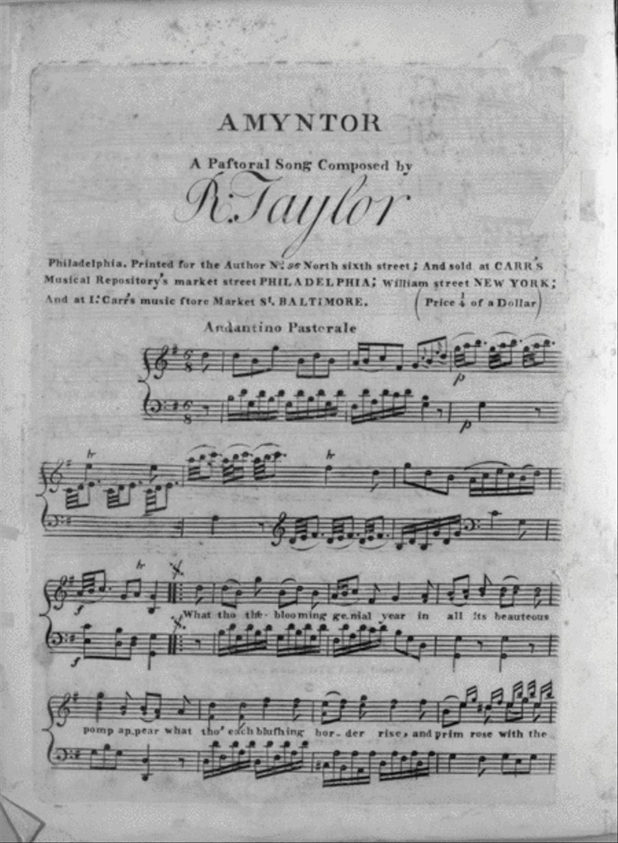 Amyntor. A Pastoral Song Voice scores gallery preview page 1