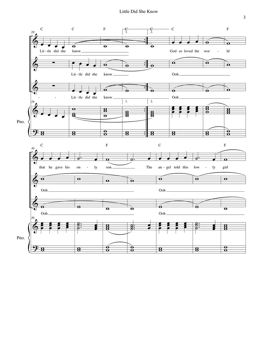 Little Did She Know - Mary - vocal trio and piano Choir scores gallery preview page 3