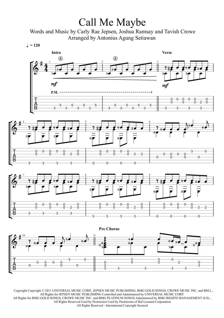 Call Me Maybe Acoustic Guitar scores gallery preview page 1