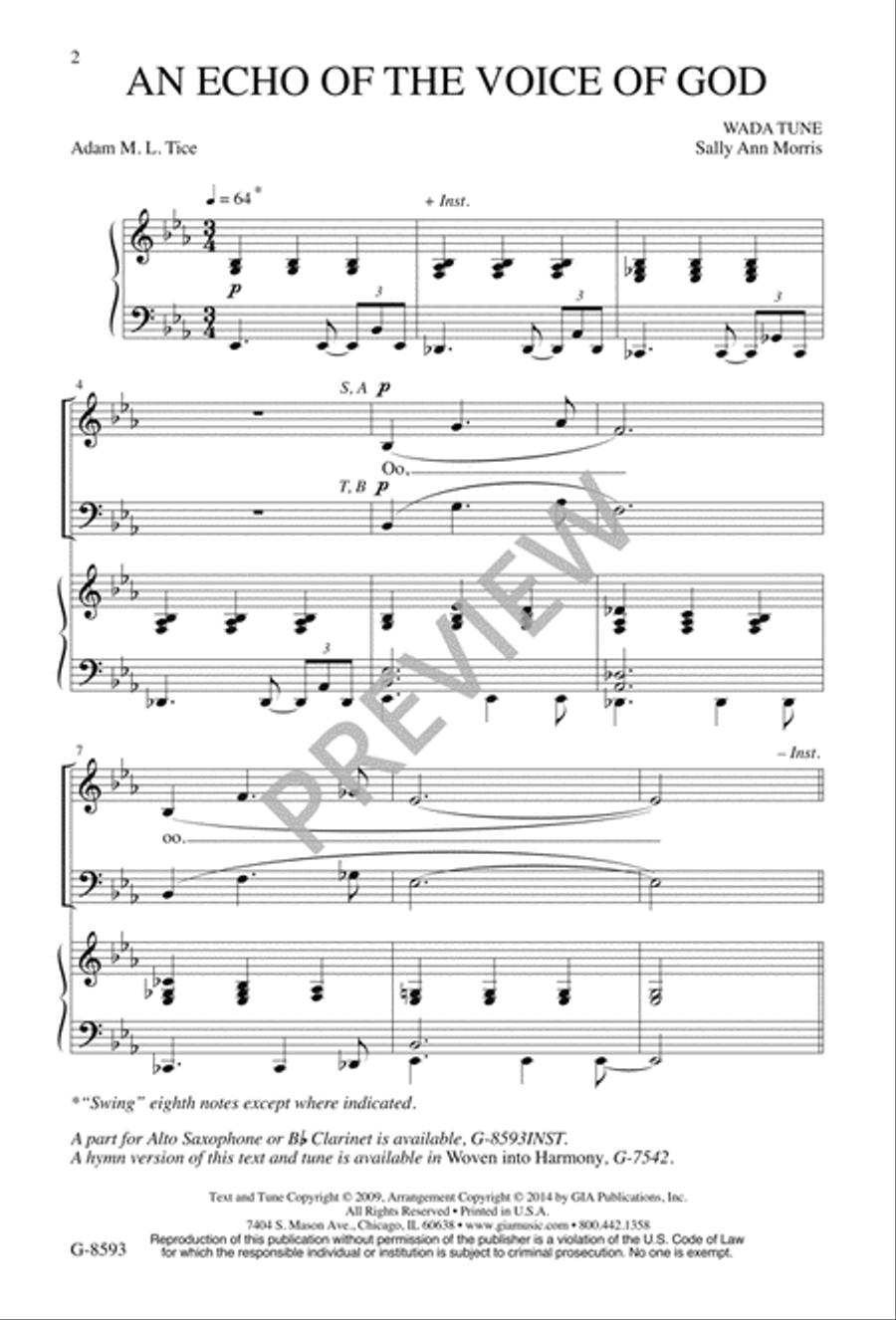 An Echo of the Voice of God 4-Part scores gallery preview page 3