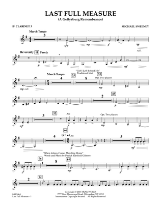Last Full Measure (A Gettysburg Remembrance) - Bb Clarinet 3