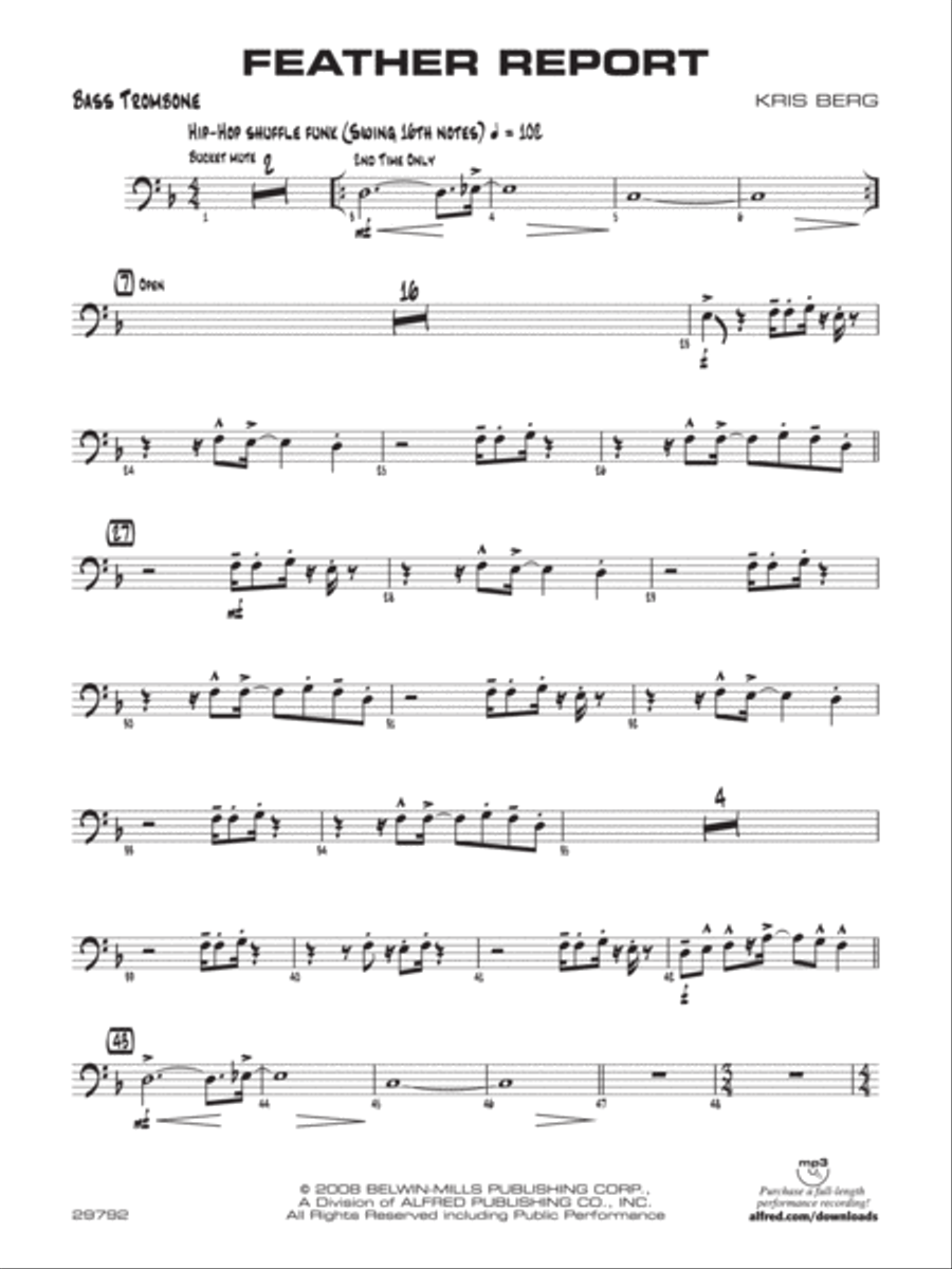 Feather Report: Bass Trombone Jazz Ensemble scores gallery preview page 1