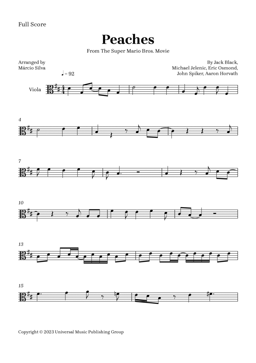 Peaches Viola Solo scores gallery preview page 1