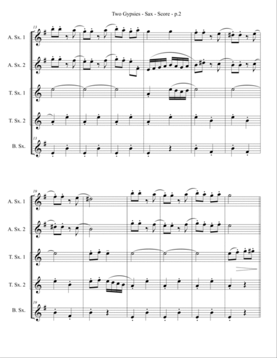 Two Gypsies - Saxophone Quintet/Ensemble Saxophone Quintet scores gallery preview page 3