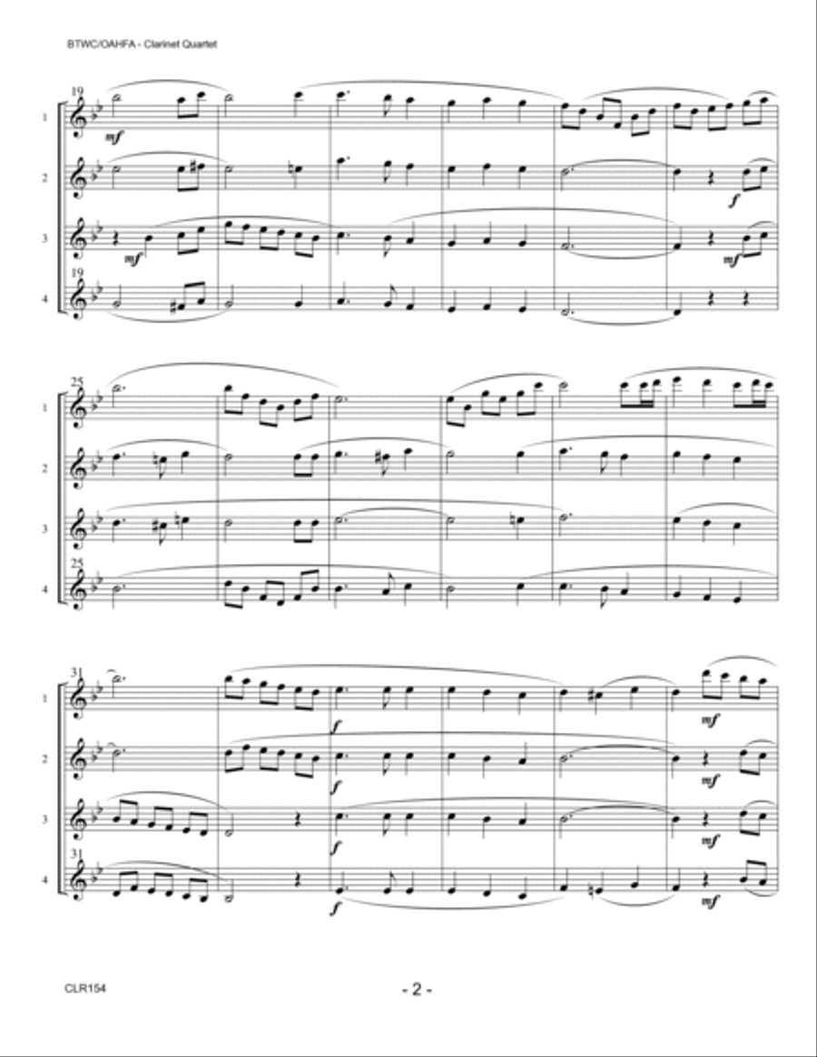 WHEN I SURVEY THE WONDROUS CROSS/ON A HILL FAR AWAY (The Old Rugged Cross) - Clarinet Quartet Woodwind Quartet scores gallery preview page 2