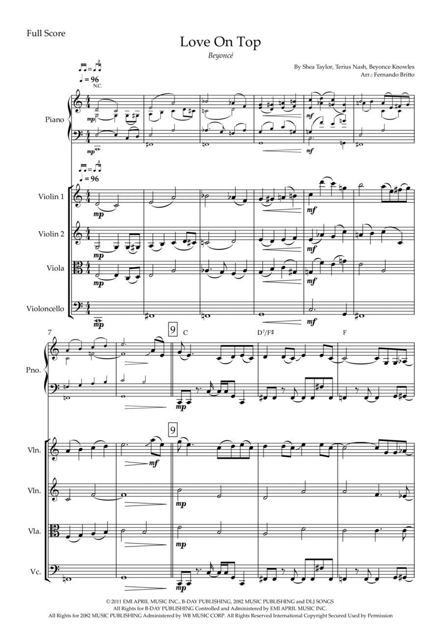 Love On Top Love On Top Piano Quintet scores gallery preview page 1