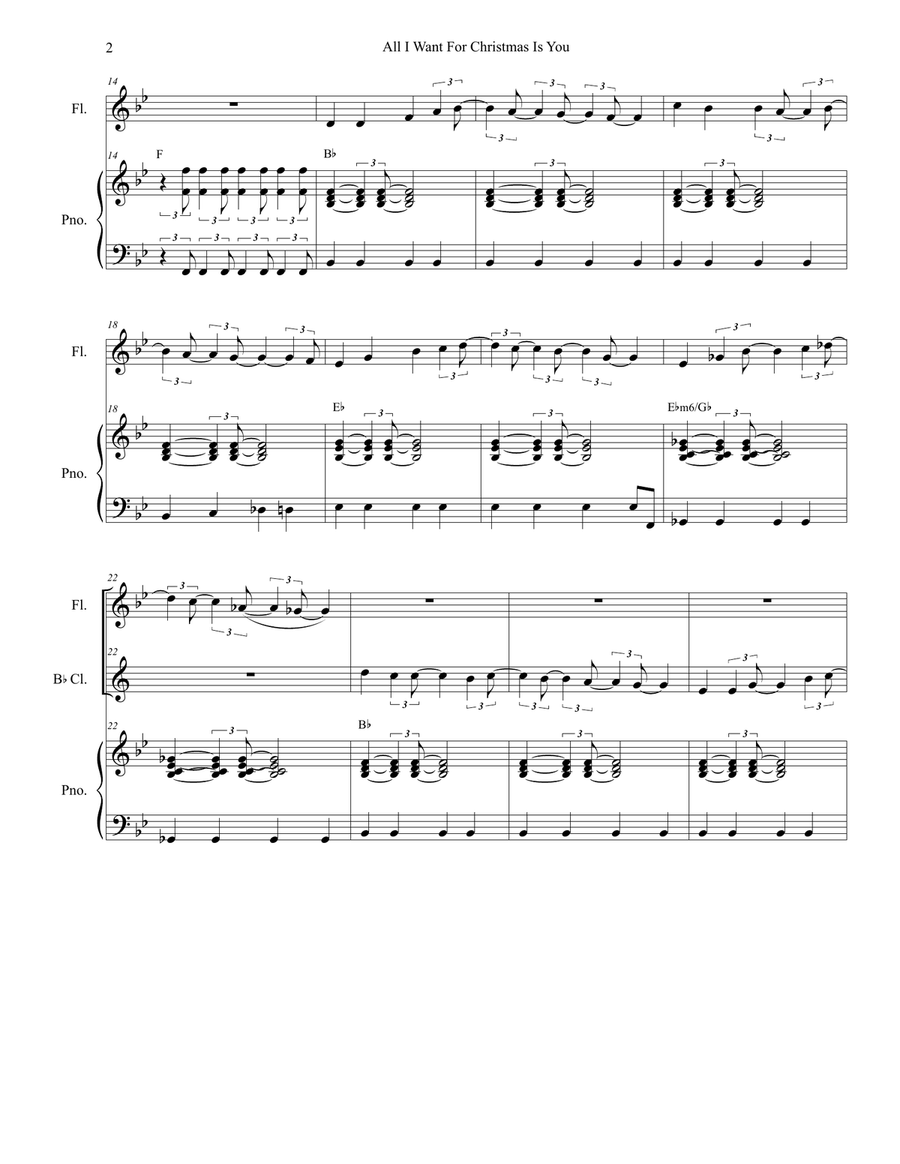 All I Want For Christmas Is You Woodwind Duet scores gallery preview page 2