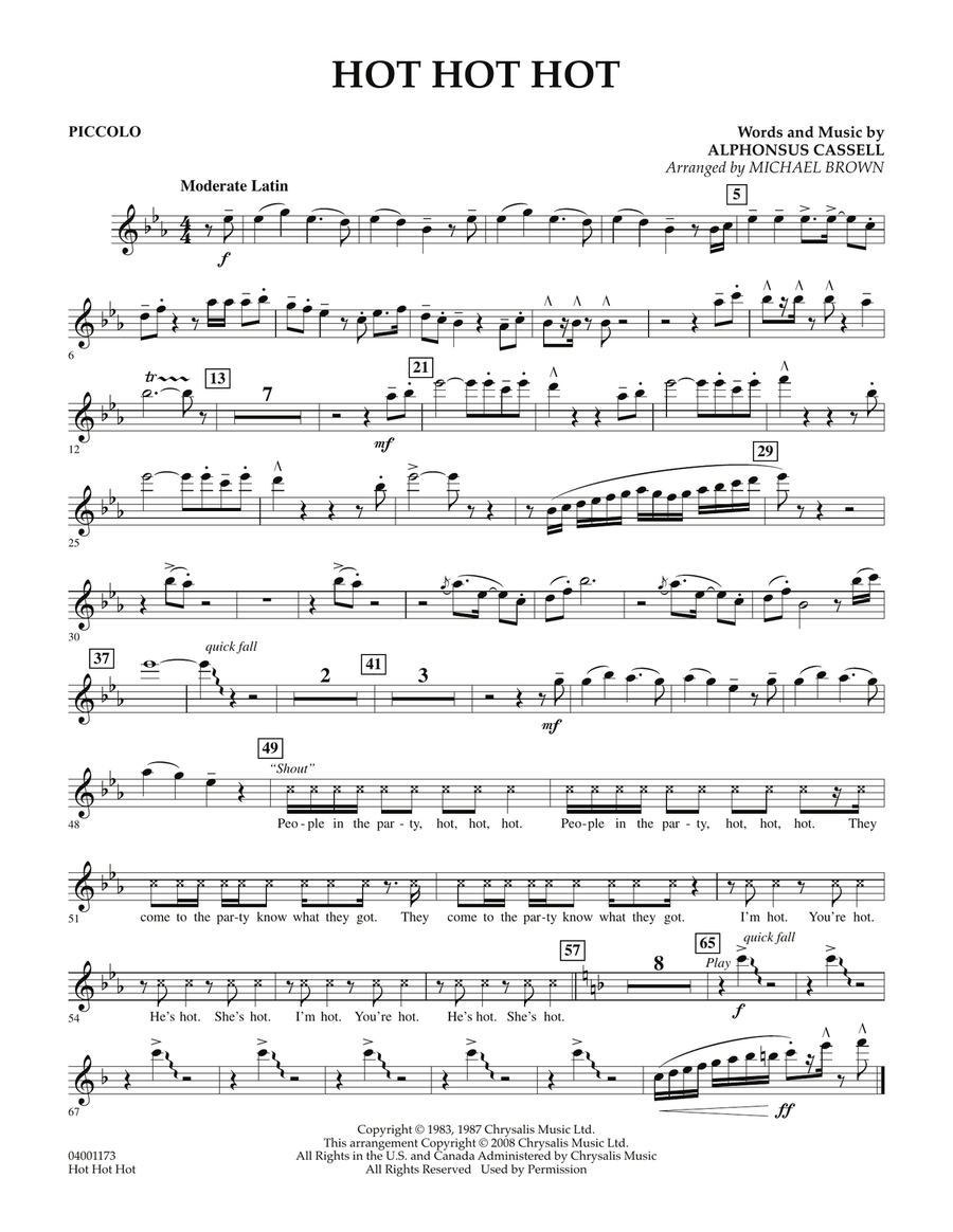 Hot Hot Hot - Piccolo Hot Hot Hot - Piccolo Concert Band scores gallery preview page 1