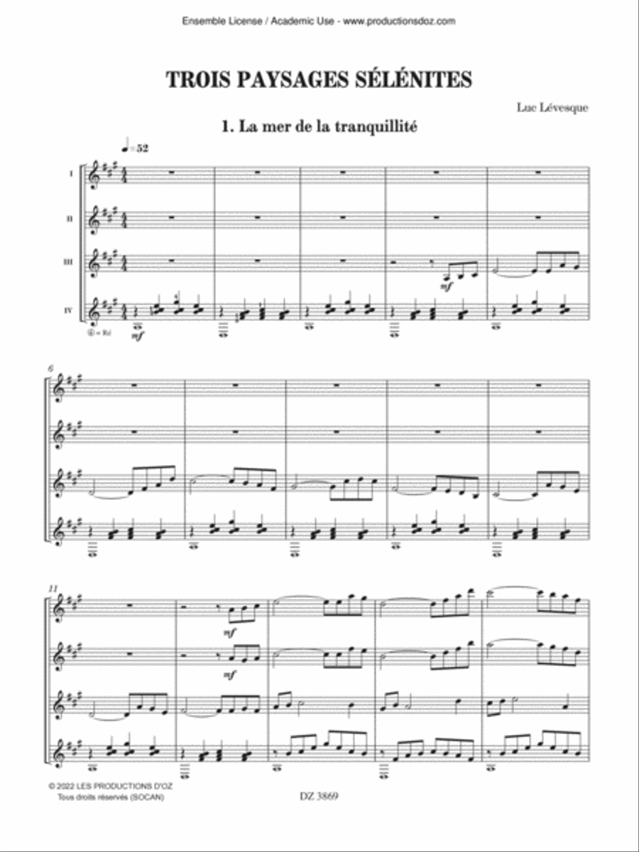 Trois paysages sélénites Guitar Ensemble scores gallery preview page 3