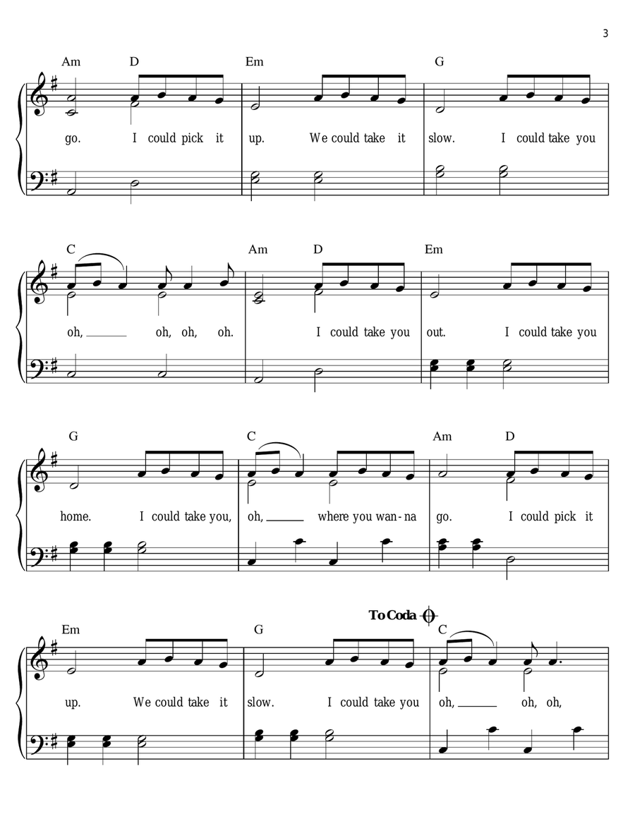 Take You Take You Easy Piano scores gallery preview page 3