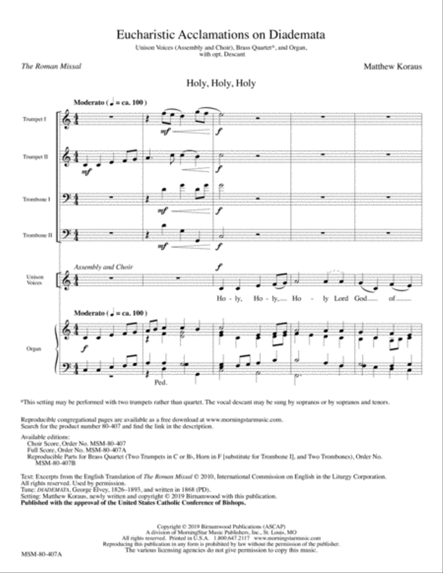 Eucharistic Acclamations on Diademata Choir scores gallery preview page 1