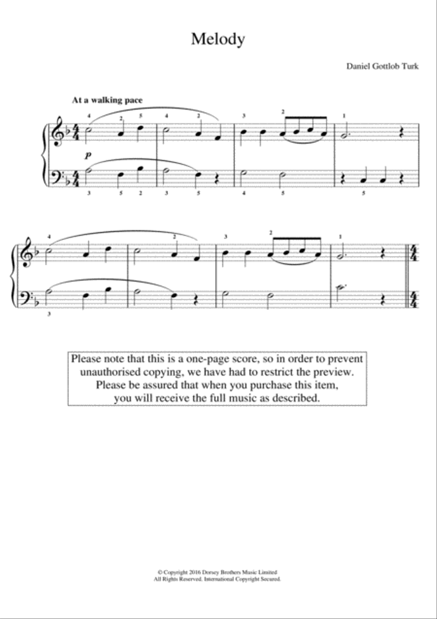 Melody Easy Piano scores gallery preview page 1