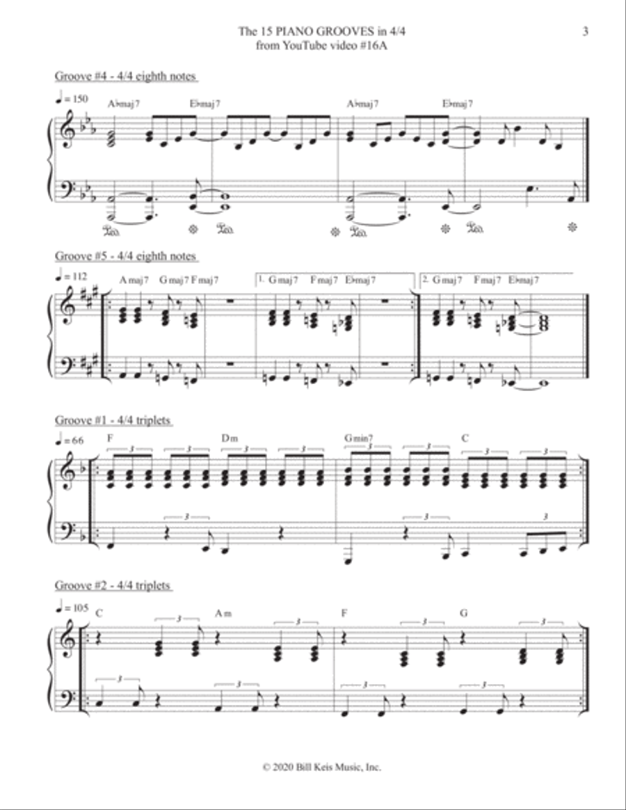 The 15 PIANO GROOVES in 4/4 from YouTube video #16A Piano Solo scores gallery preview page 3