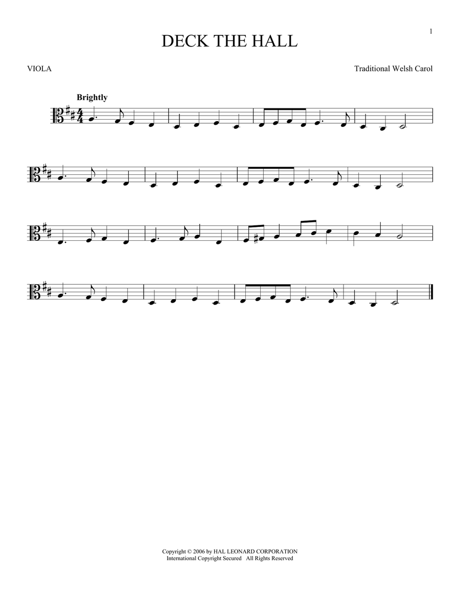 Deck The Hall Viola Solo scores gallery preview page 1