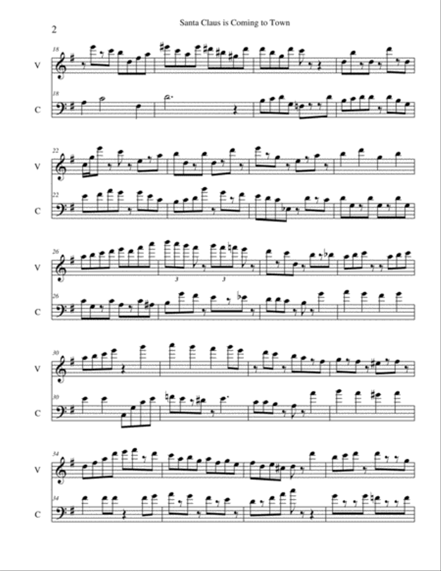 Santa Claus Is Comin' To Town String Duet scores gallery preview page 2
