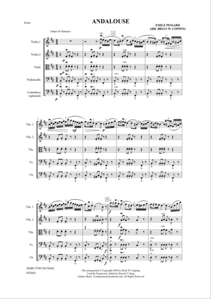 ANDALOUSE – STRING QUARTET String Quartet scores gallery preview page 2