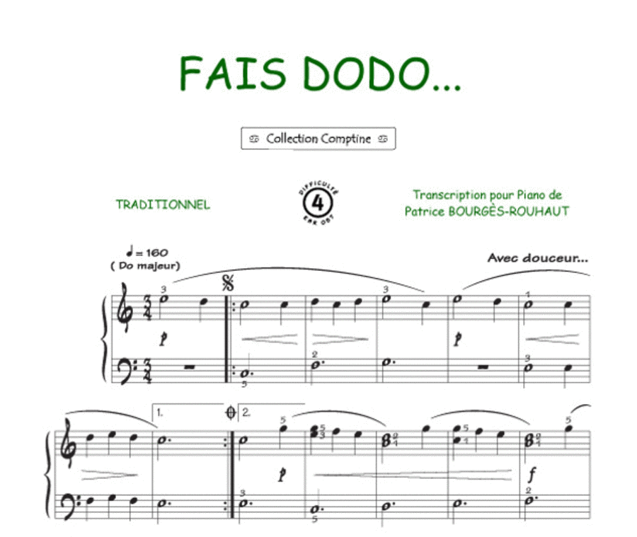 Fais dodo (Comptine) Guitar Tablature scores gallery preview page 1