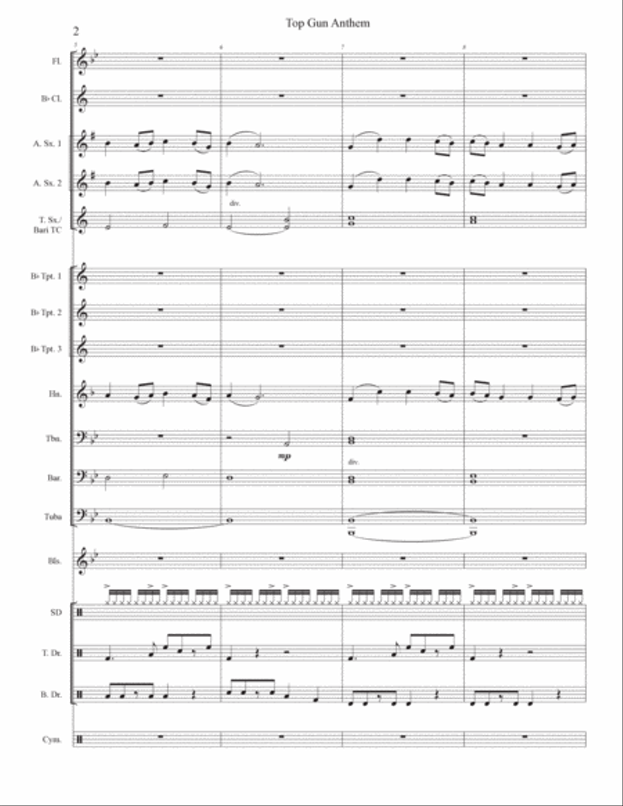 Top Gun Anthem Top Gun Anthem Marching Band scores gallery preview page 2