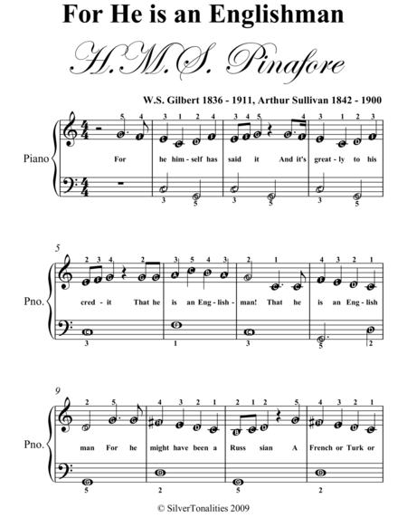 For He Is a Gentleman Easiest Piano Sheet Music