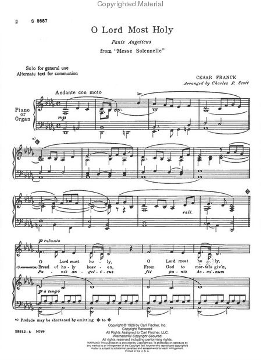O Lord Most Holy (Panis Angelicus) Low Voice scores gallery preview page 2