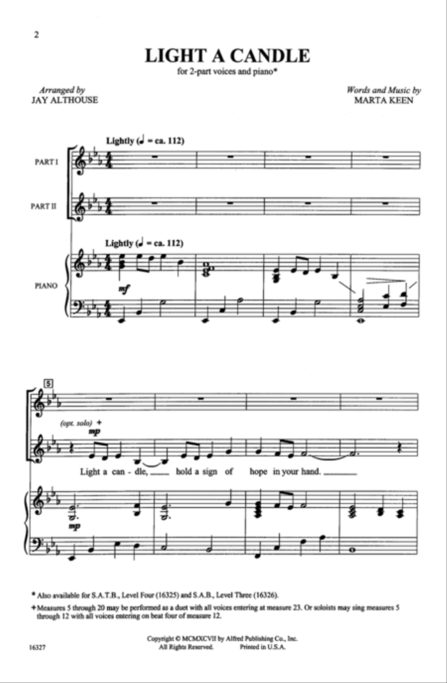 Light a Candle 2-Part scores gallery preview page 2