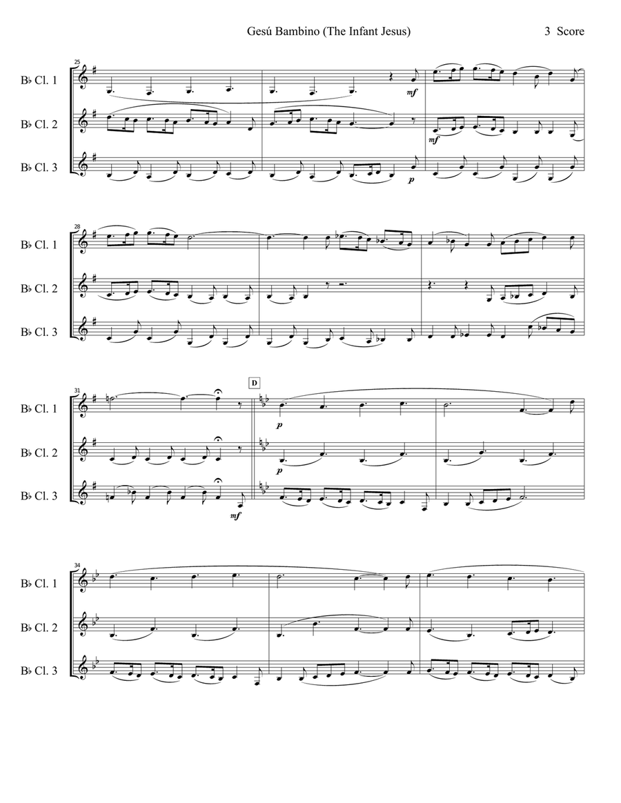 Gesu Bambino (Infant Jesus) for Clarinet Trio Clarinet Trio scores gallery preview page 4