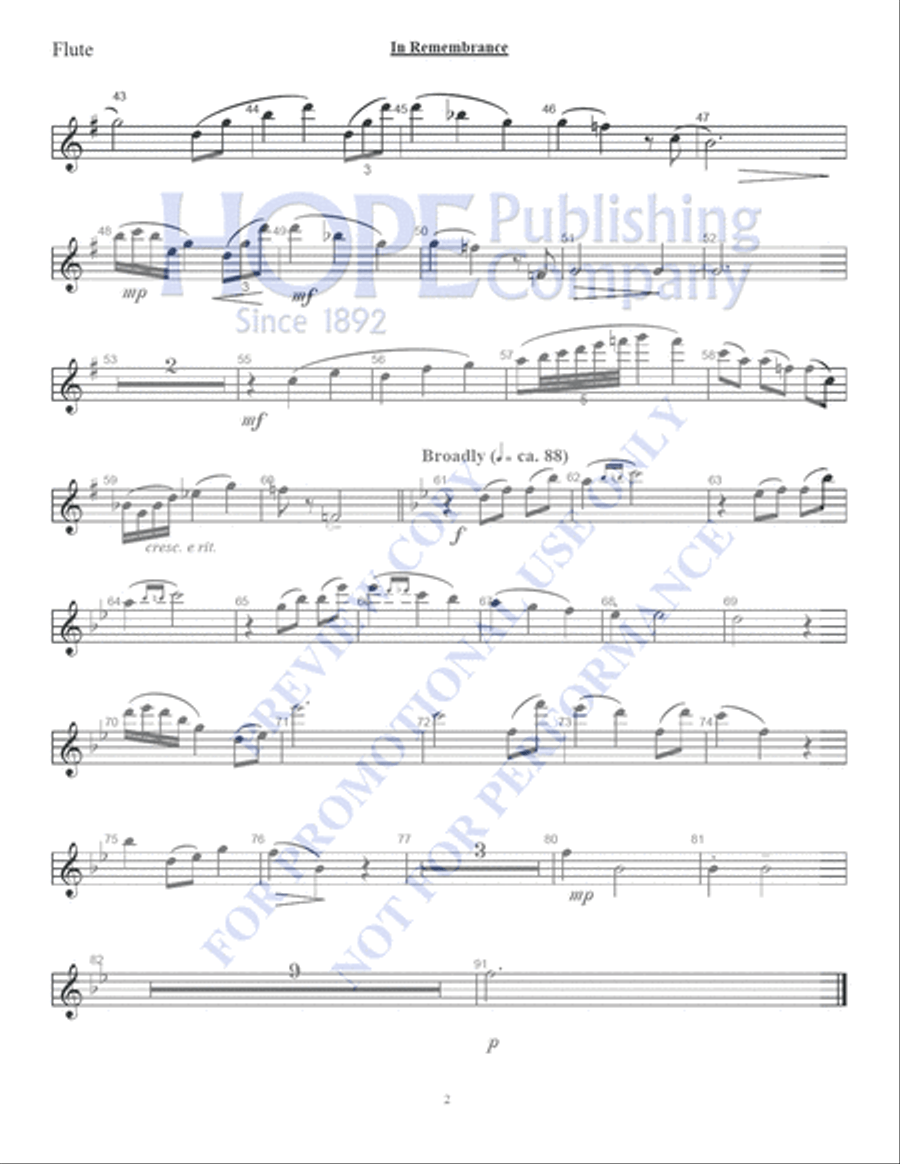 In Remembrance (flute part) Choir scores gallery preview page 3