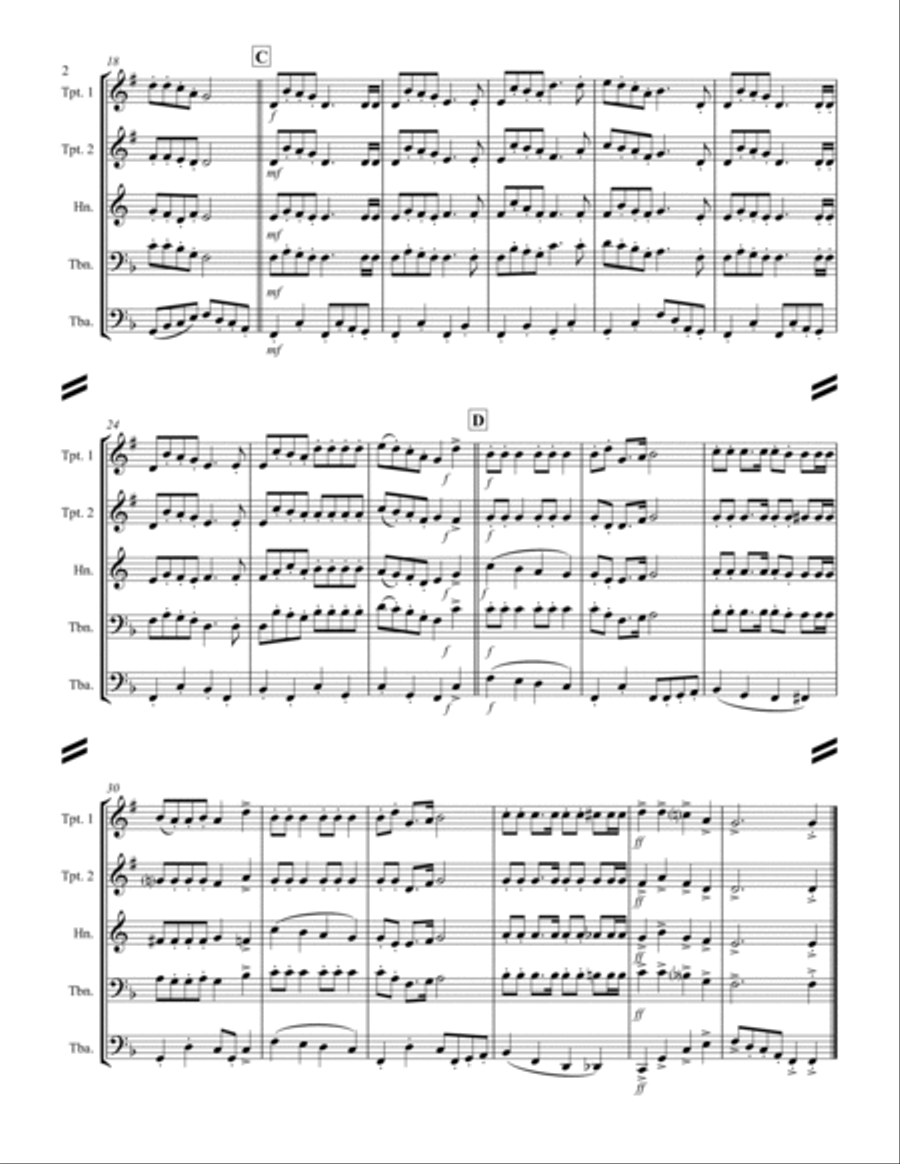 20 Traditional Christmas Carols Volume II (for Brass Quintet) Brass Quintet scores gallery preview page 3
