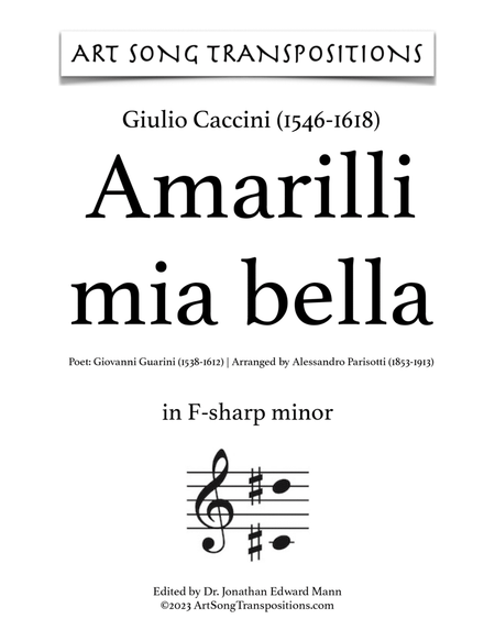 CACCINI: Amarilli, mia bella (transposed to F-sharp minor)