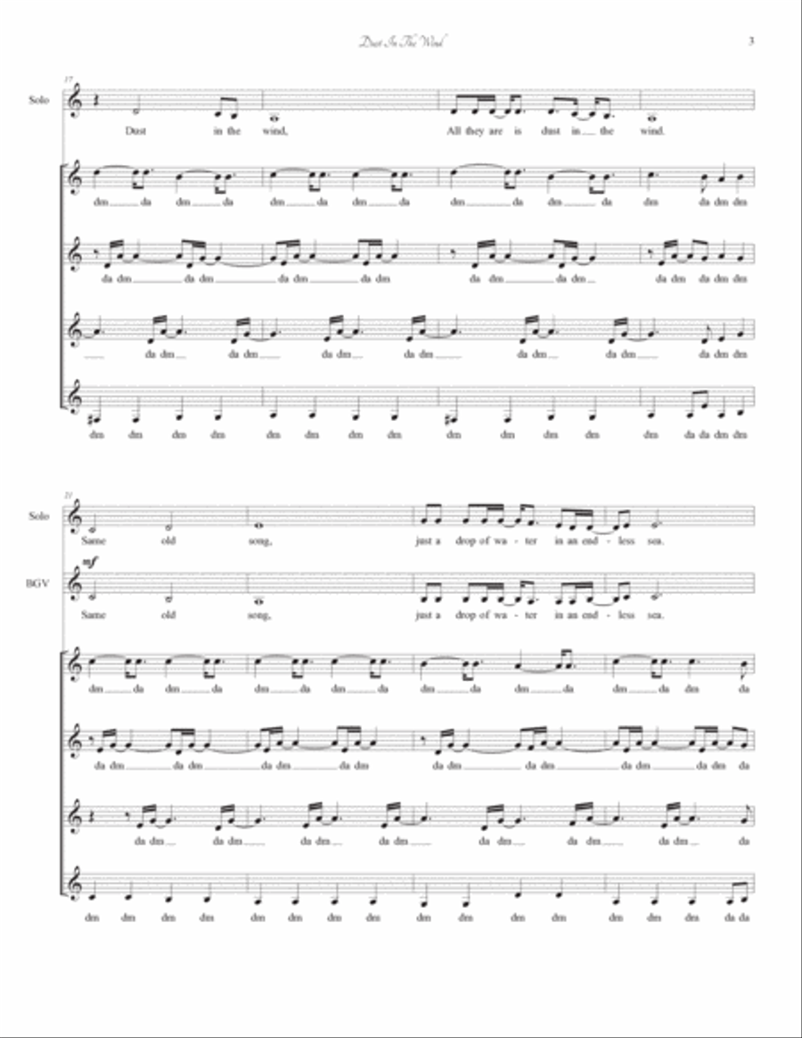 Dust In The Wind SSAA scores gallery preview page 3