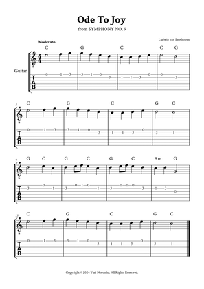 Ode To Joy - Easy Guitar (C Major - with TAB, Chords)