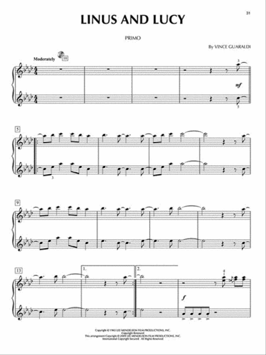Peanuts 1 Piano, 4-Hands scores gallery preview page 6