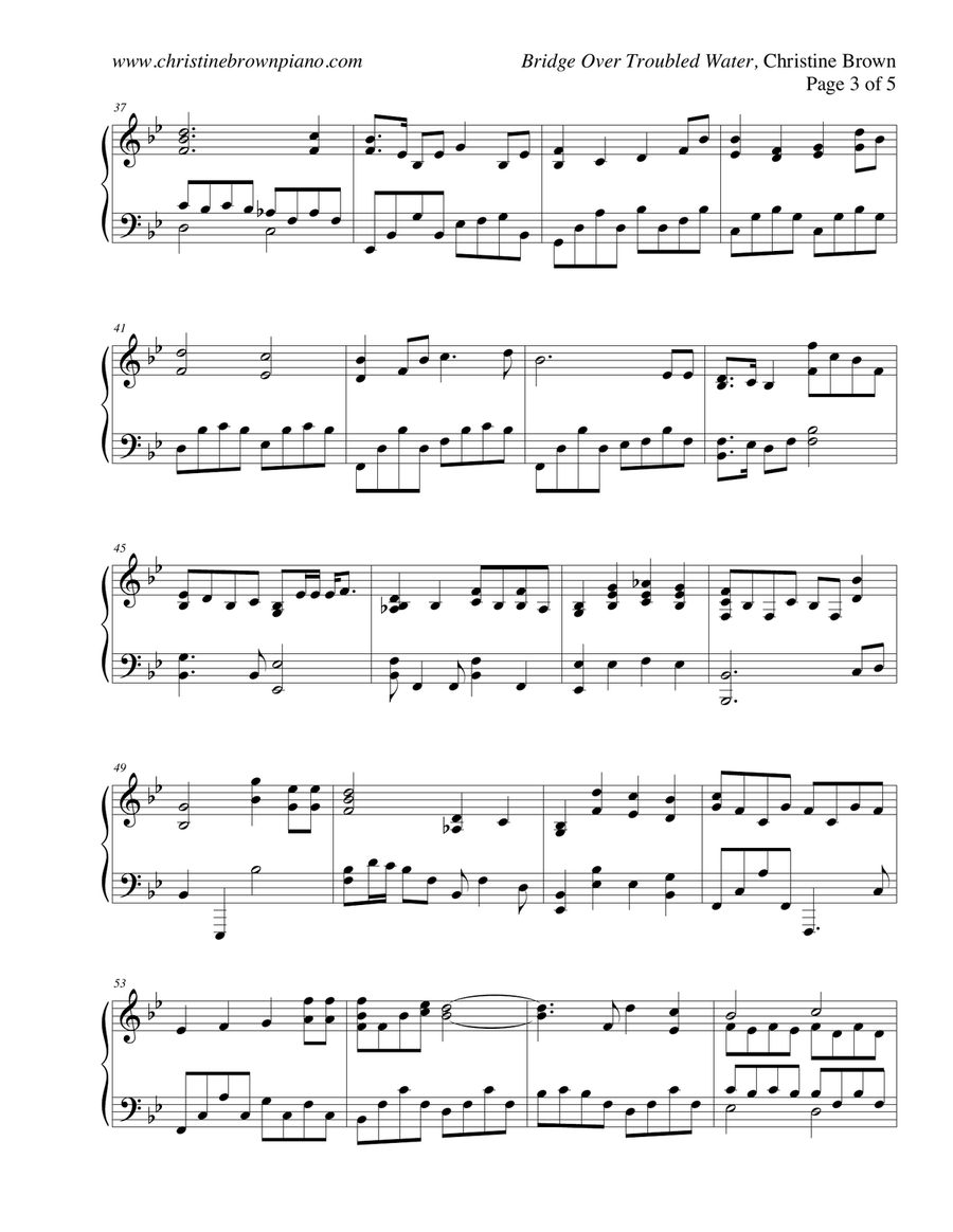 Bridge Over Troubled Water Piano Solo scores gallery preview page 3
