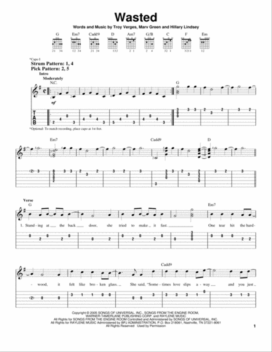 Wasted Acoustic Guitar scores gallery preview page 1