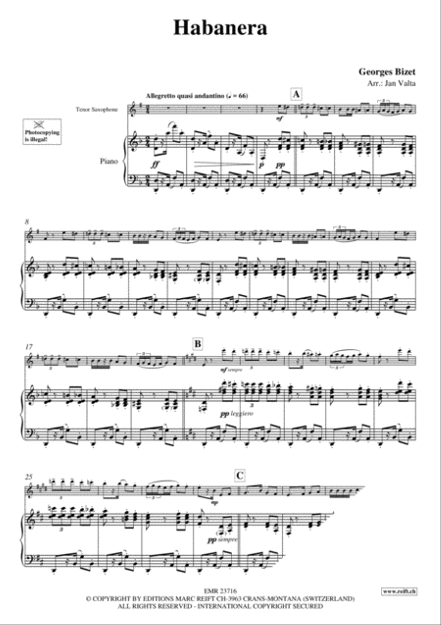 Habanera Tenor Saxophone scores gallery preview page 3