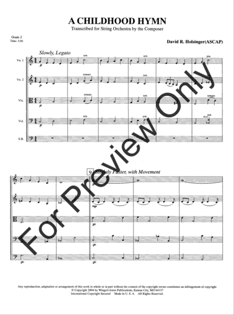 A Childhood Hymn (Score) String Orchestra scores gallery preview page 4