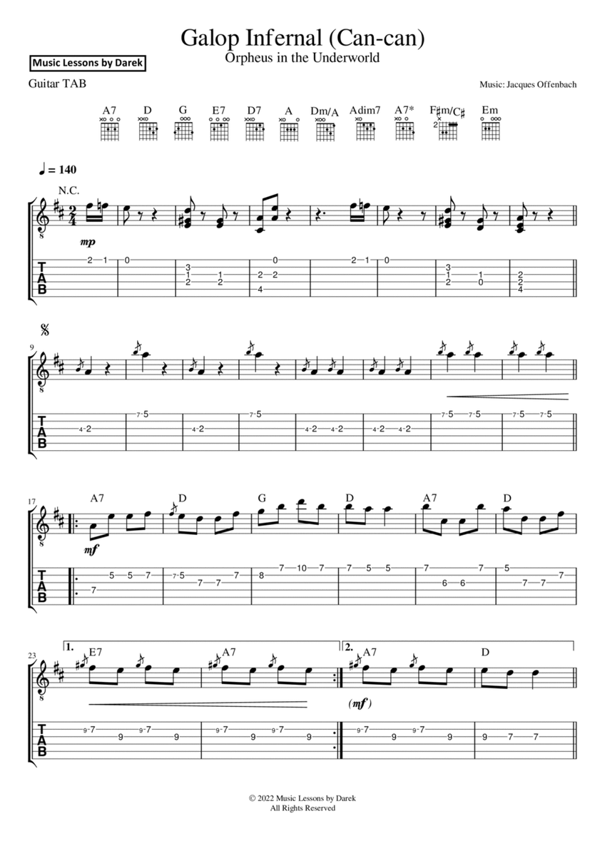 Galop Infernal (Can-can) (GUITAR TAB) Orpheus in the Underworld [Jacques Offenbach] FULL VERSION image number null