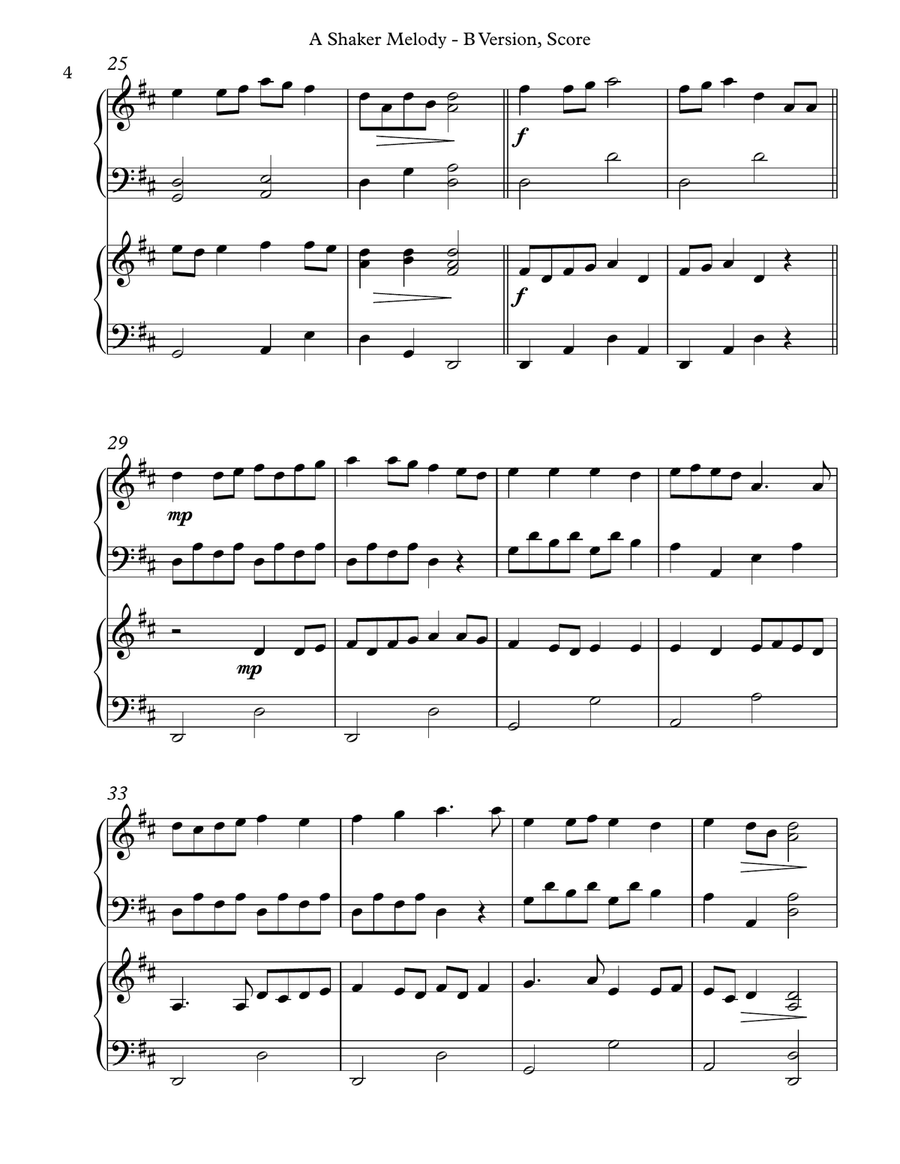 A Shaker Melody, B Version, Score & Parts Celtic Harp scores gallery preview page 4