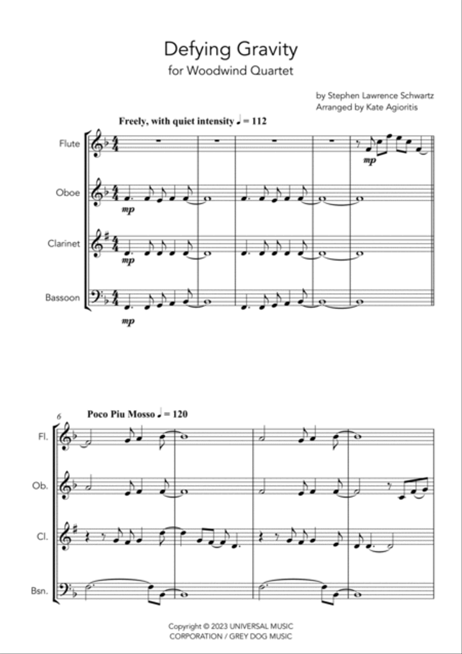 Defying Gravity Woodwind Quartet scores gallery preview page 3